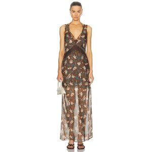 SIR. Avellino Lace Layered Dress in Chocolate Fiore Print